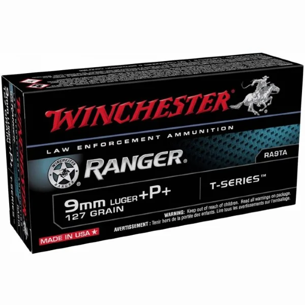 Winchester Ammo 9mm 127gr Luger +P+ Ranger T-Series